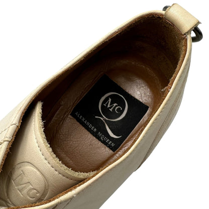 McQ Old 6-Hole Plain-Toe Leather Shoes Ivory Size EU 42