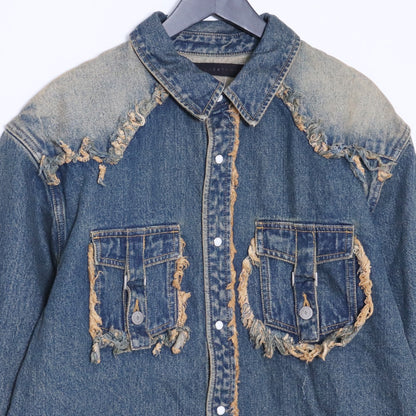 JUN NAKAYAMA 24AW Fringe Indigo Denim Shirt Size 48