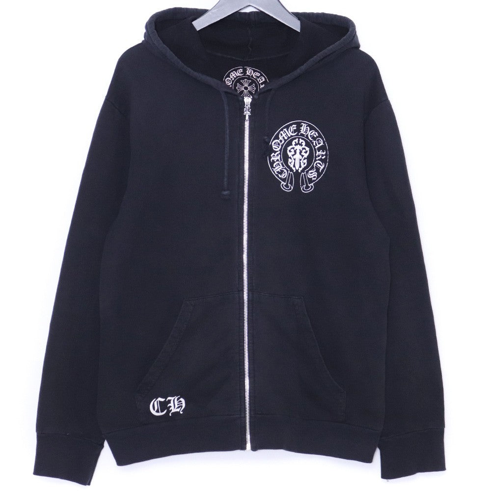 Chrome Hearts Old Flag Horseshoe Zip Hoodie Black Size M