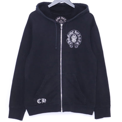 Chrome Hearts Old Flag Horseshoe Zip Hoodie Black Size M