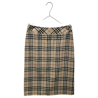 Burberry's Vintage Nova Check Wool Skirt Beige Size 38