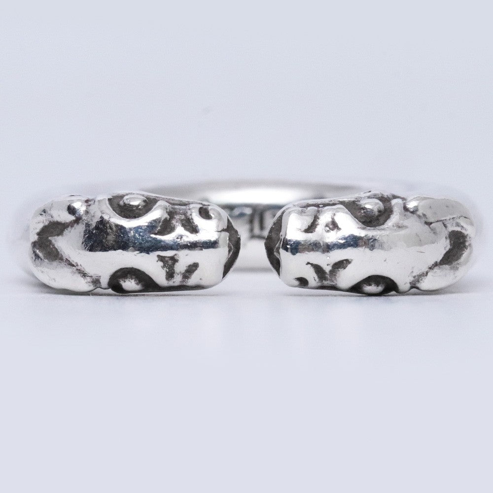 CHROME HEARTS Silver Double Dog Ring Size ONE SIZE