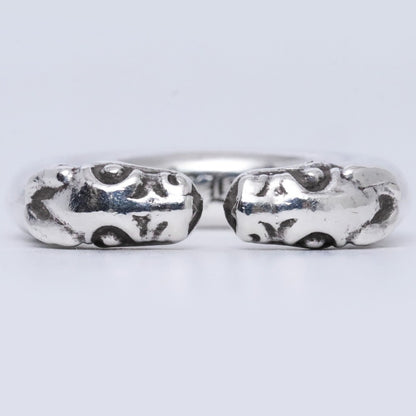 CHROME HEARTS Silver Double Dog Ring Size ONE SIZE