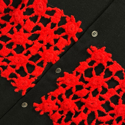 COMME des GARCONS 80s Knit Lace Patch Wool Sweater