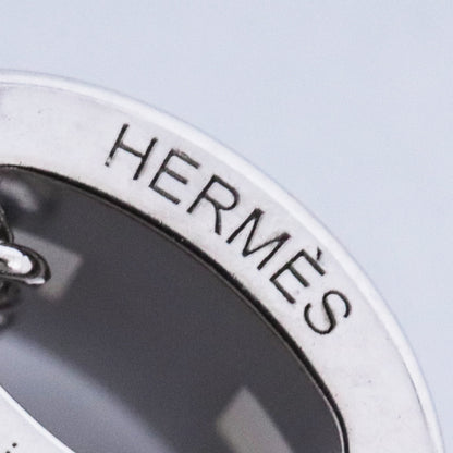 HERMES Mini Pop H Charm Pendant Necklace Silver Black Size F