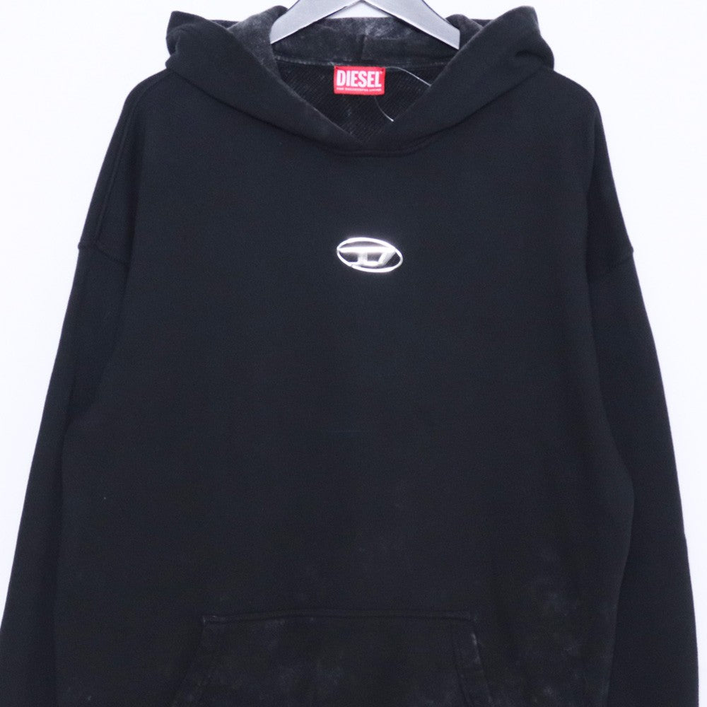DIESEL 25AW Distressed Metal Oval D Hoodie Black Size M