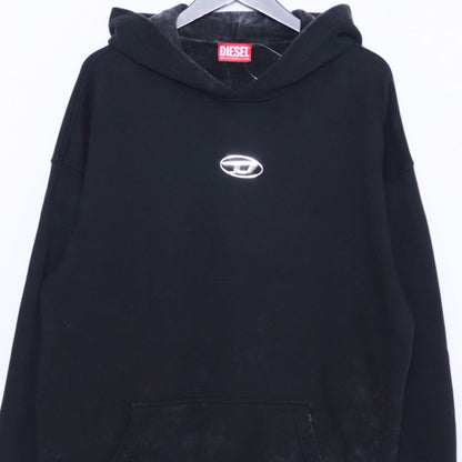 DIESEL 25AW Distressed Metal Oval D Hoodie Black Size M