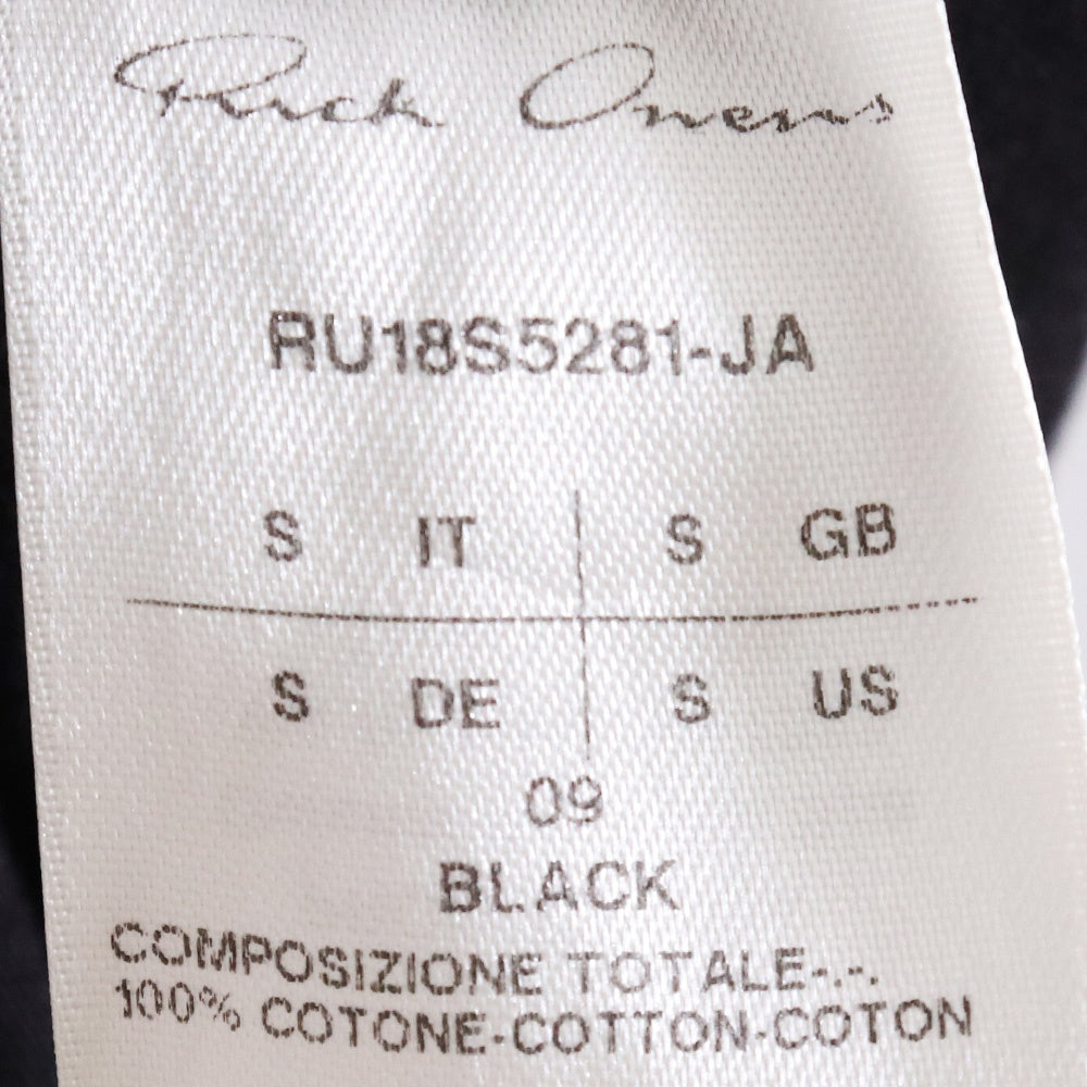 RICK OWENS 18SS Black Raglan Long Sleeve T-Shirt Size S