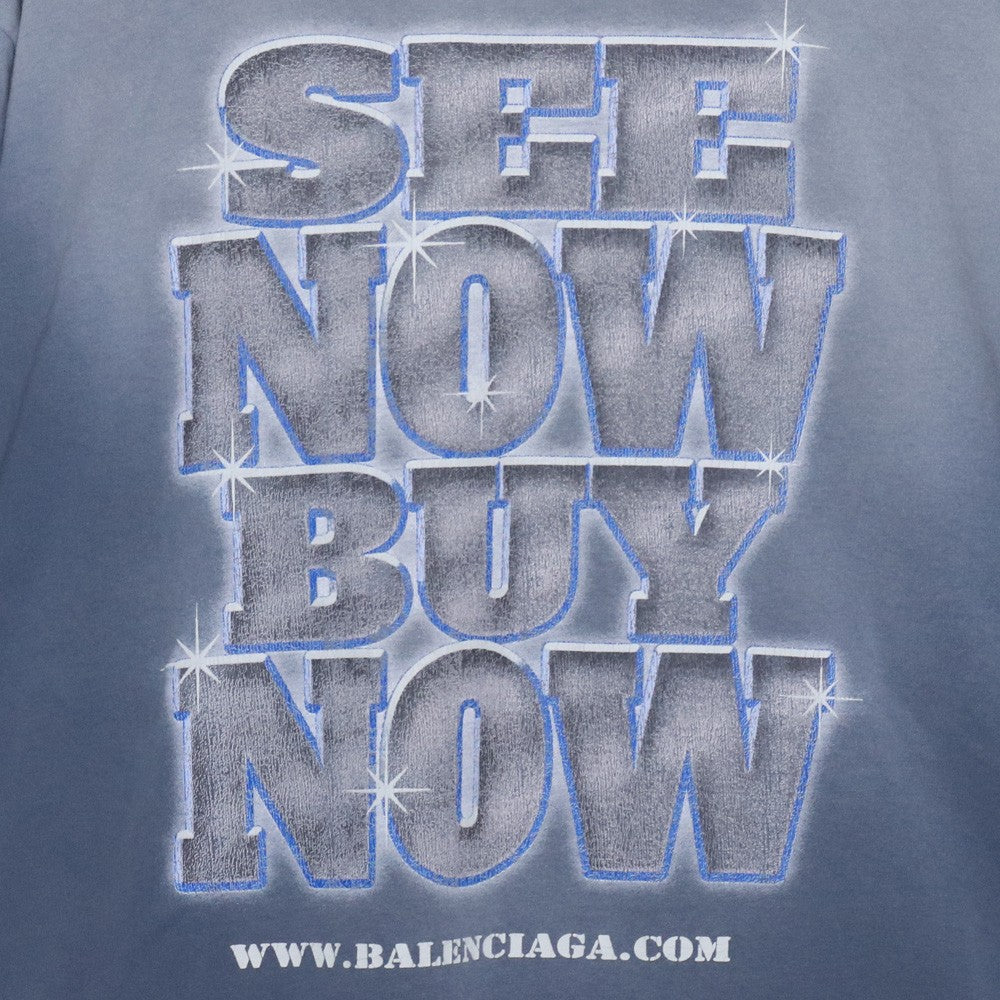 BALENCIAGA 24SS See Now Buy Now T-Shirt Blue Size XL