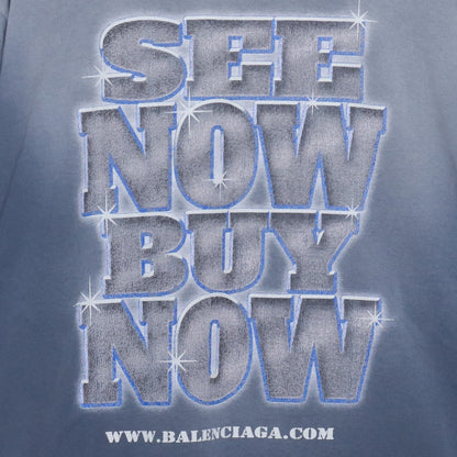 BALENCIAGA 24SS See Now Buy Now T-Shirt Blue Size XL