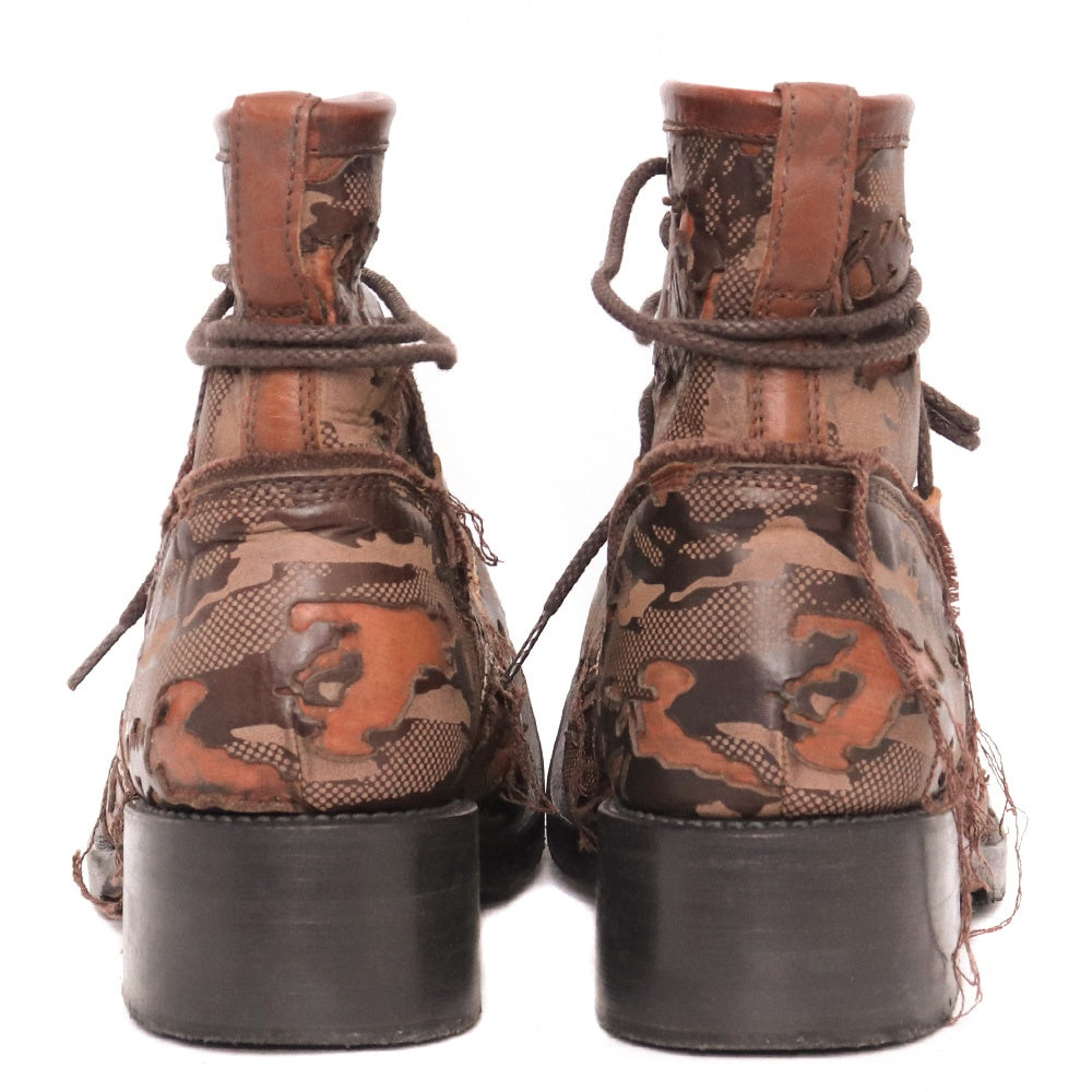 HIROMU TAKAHARA ROEN Leather Lace-up Boots Brown Size 40.5