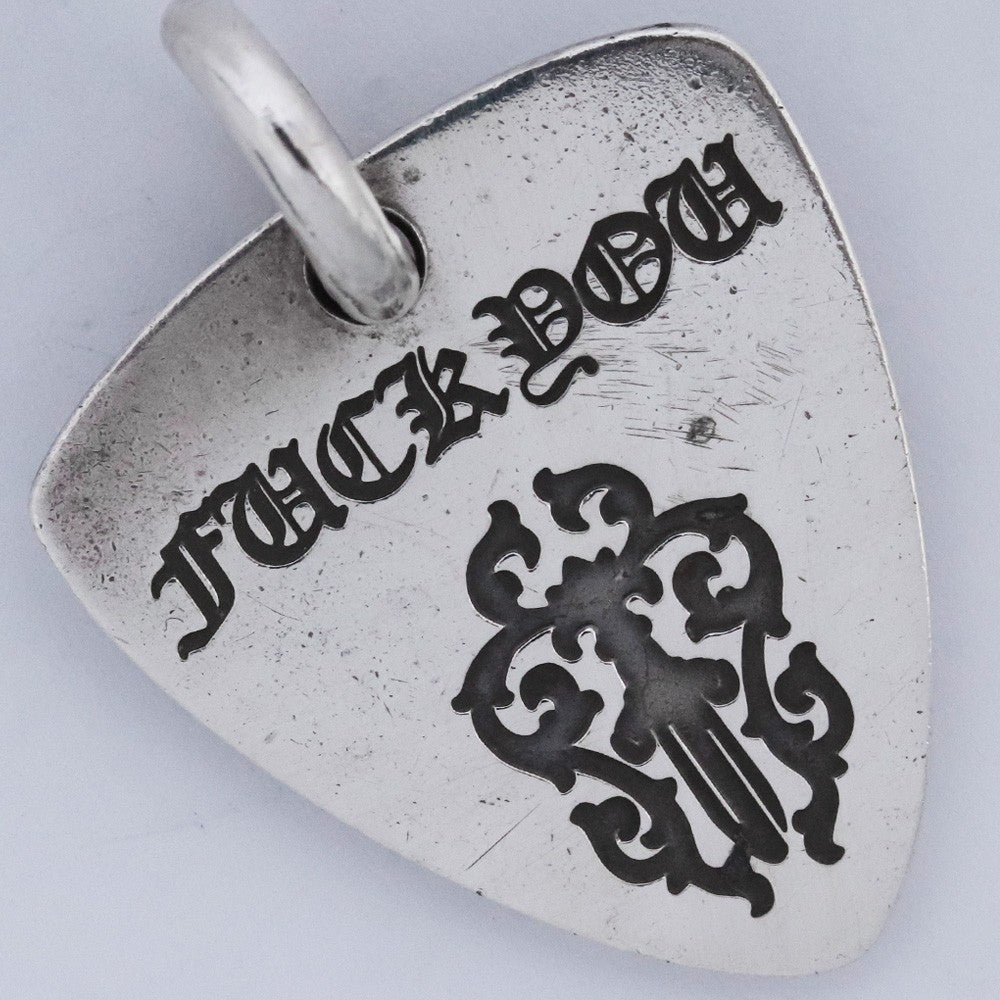 Chrome Hearts Guitar Pick FUCK YOU Pendant Silver Size F