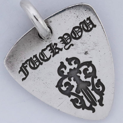 Chrome Hearts Guitar Pick FUCK YOU Pendant Silver Size F