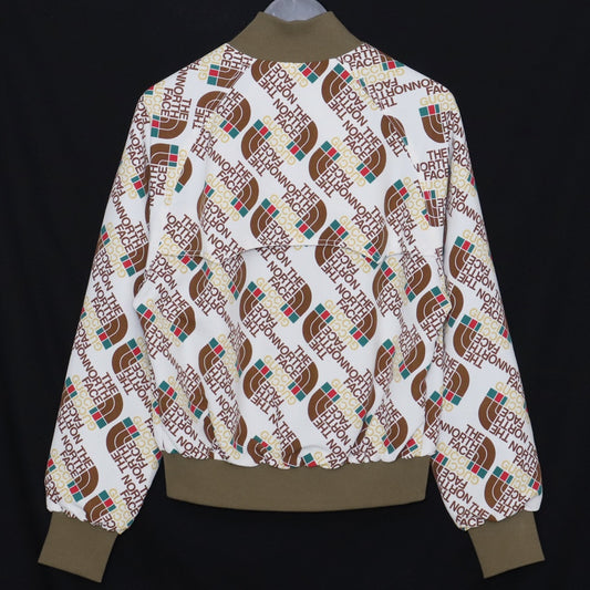 GUCCI x TNF Web Print Bomber Jacket White Brown Size M