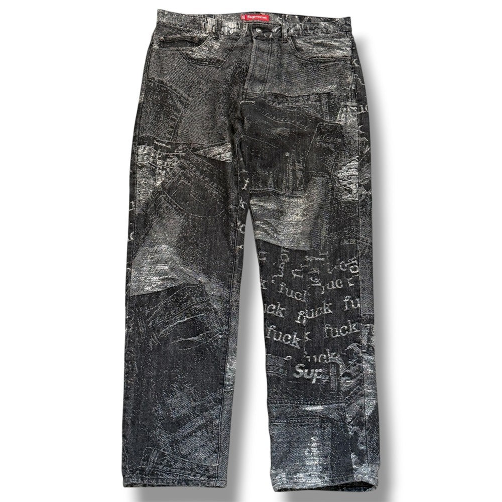 SUPREME 23SS Archive Denim Jacquard Jeans Black Size 32