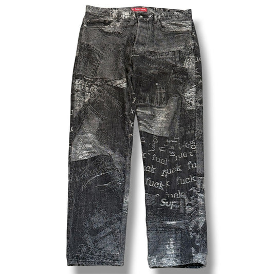 SUPREME 23SS Archive Denim Jacquard Jeans Black Size 32