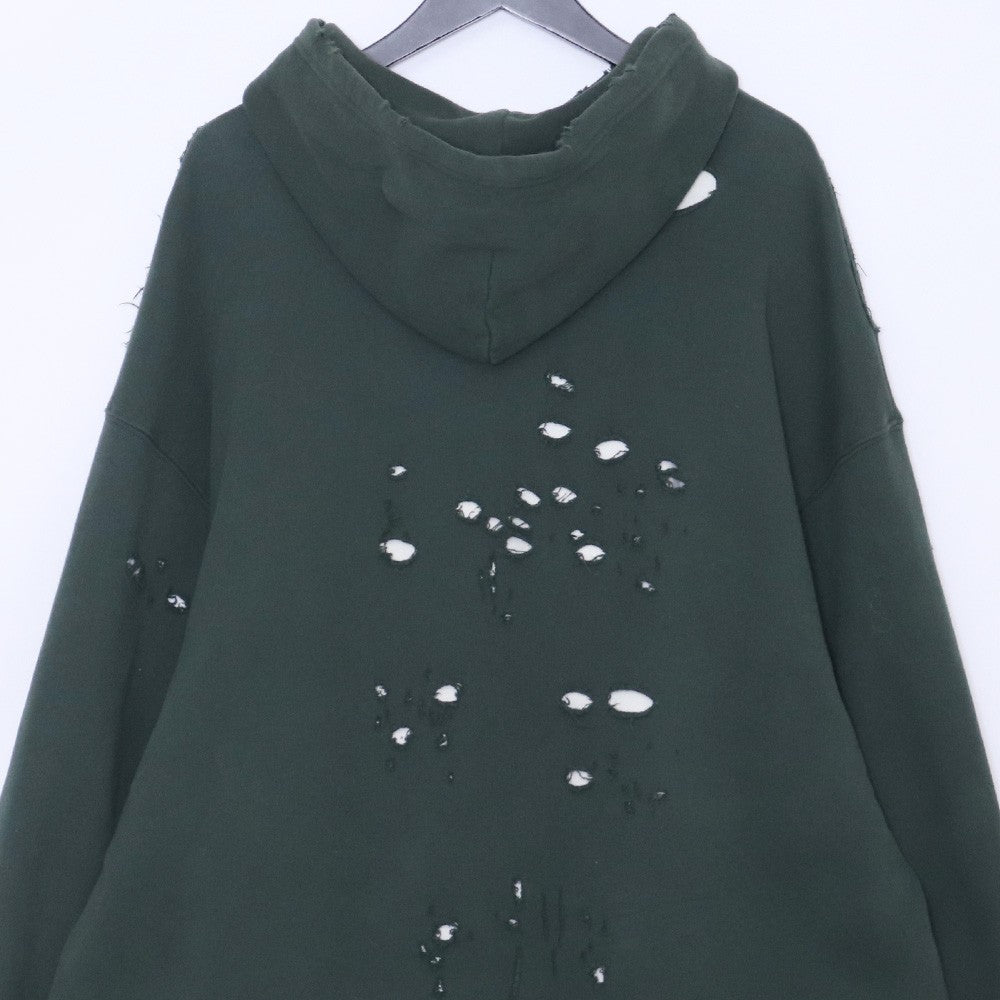 BALENCIAGA 21SS Caps Destroyed Hoodie Green Size M