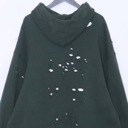 BALENCIAGA 21SS Caps Destroyed Hoodie Green Size M