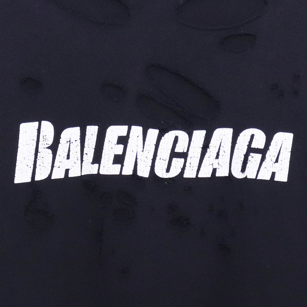 Balenciaga CAPS Destroyed Hoodie Black 21SS Size XS