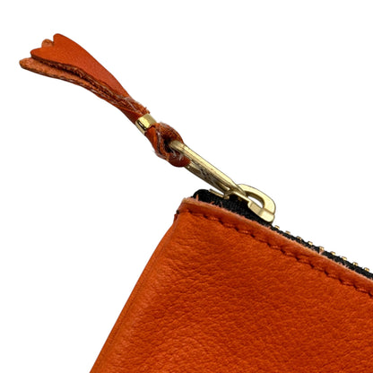 COMME des GARCONS Washed Leather Zip Wallet Orange Size FREE