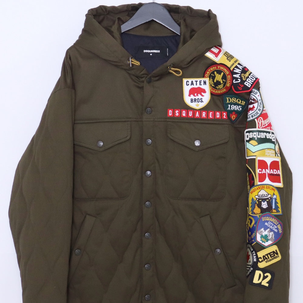 DSQUARED 23AW Multi Logo Patch Hooded Jacket Khaki Size M