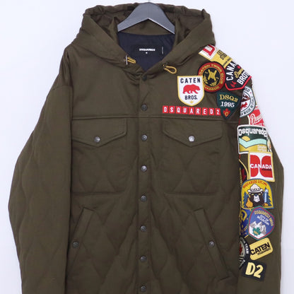 DSQUARED 23AW Multi Logo Patch Hooded Jacket Khaki Size M