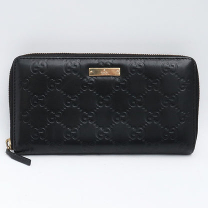 Gucci Guccissima Logo Plate Zip-Around Wallet Black Size F