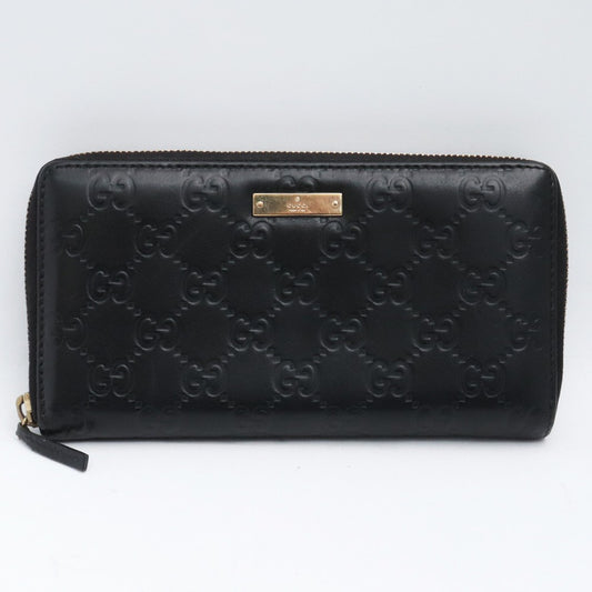 Gucci Guccissima Logo Plate Zip-Around Wallet Black Size F