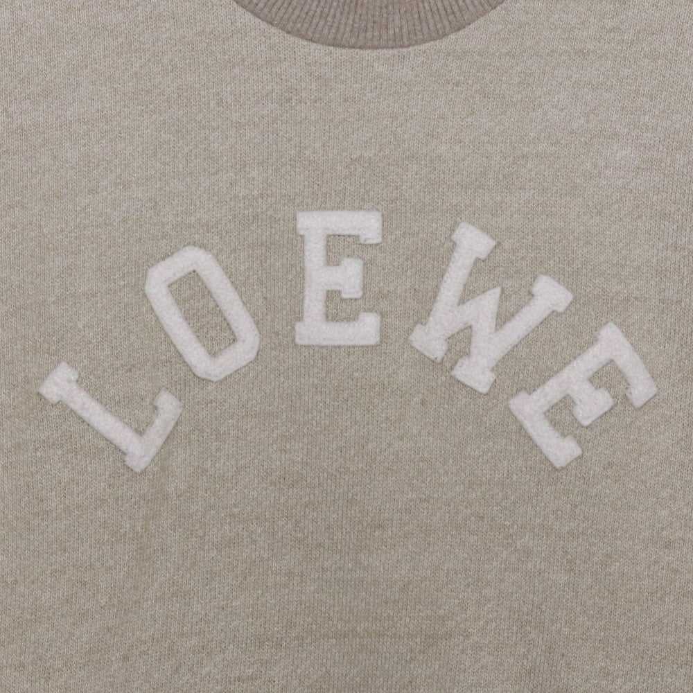 LOEWE 18AW Logo Patch Crewneck Sweatshirt Beige Size L