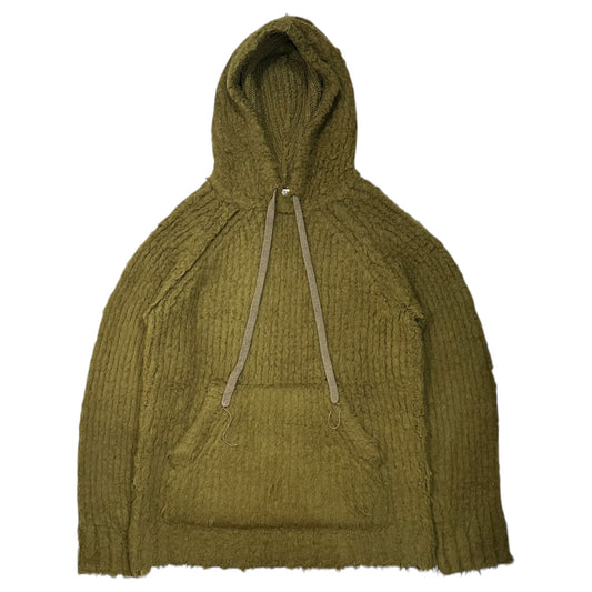 Acne Studios Brushed Wool-Blend Shaggy Hoodie Khaki Size M