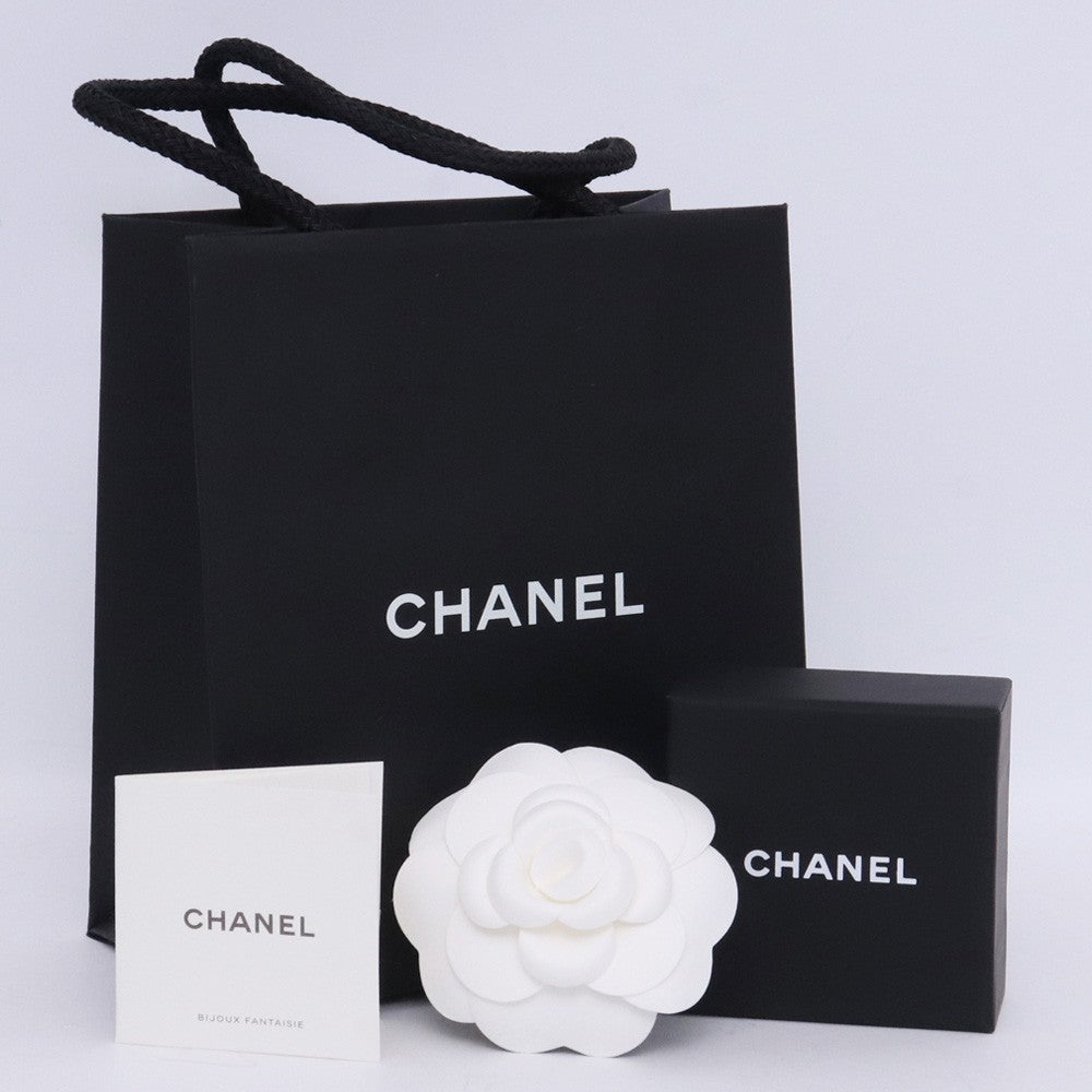 Chanel Coco Mark Moon Rhinestone Gold Black Earrings Size F
