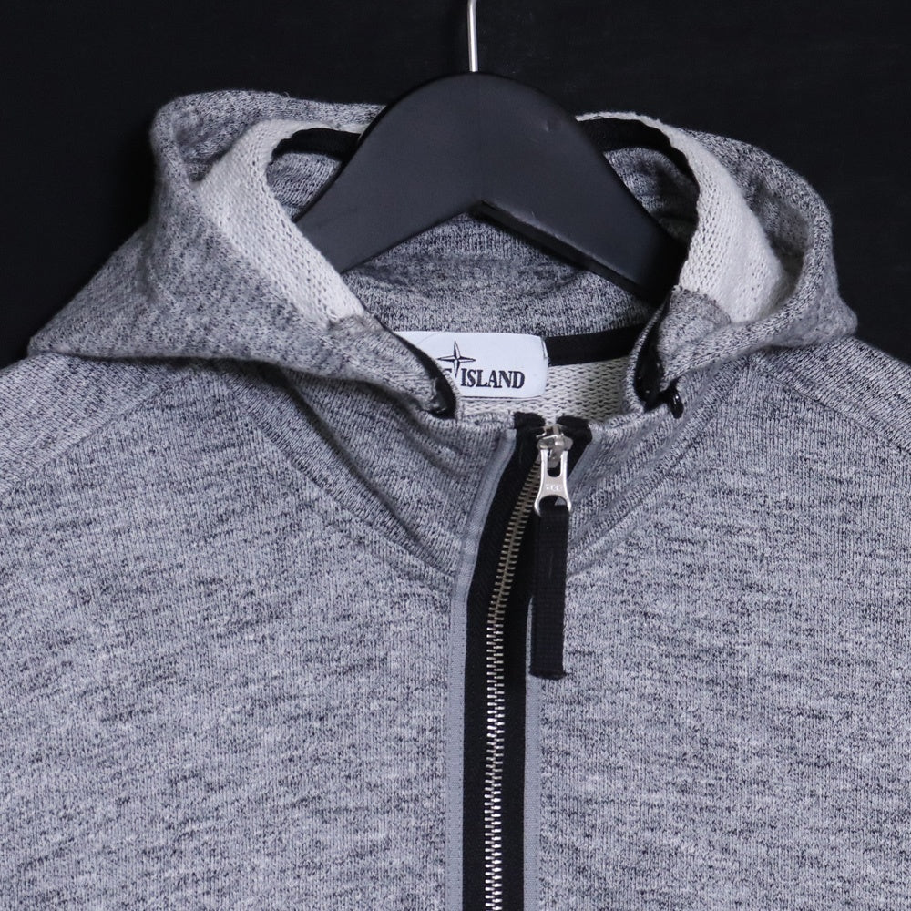 STONE ISLAND Logo Patch Zip Hoodie Gray Size M