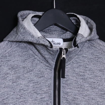 STONE ISLAND Logo Patch Zip Hoodie Gray Size M