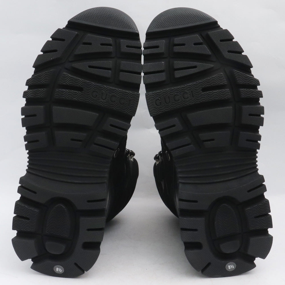 GUCCI Mesh Panelled Lace-up Boots Black Size 8 1/2