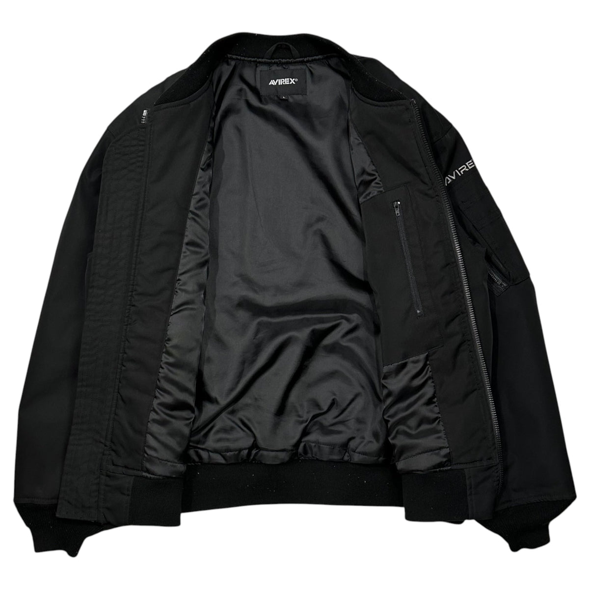 AVIREX Padded Oversized MA-1 Bomber Jacket Black Size L