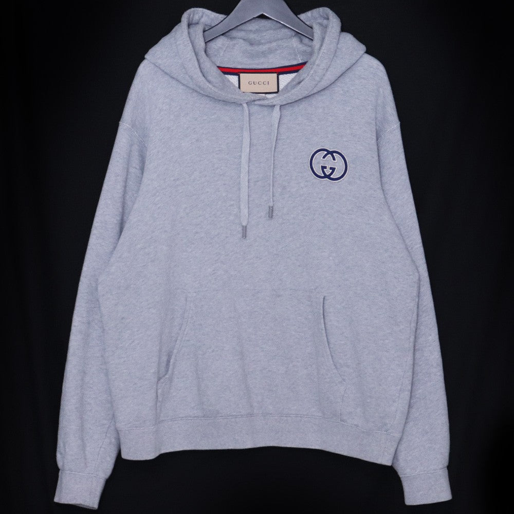 GUCCI 23AW Interlocking G Cotton Jersey Hoodie Gray Size L