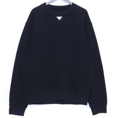 PRADA 23AW Triangle Logo Cotton Sweatshirt Black Size M