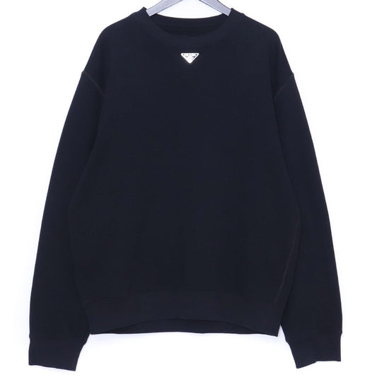 PRADA 23AW Triangle Logo Cotton Sweatshirt Black Size M