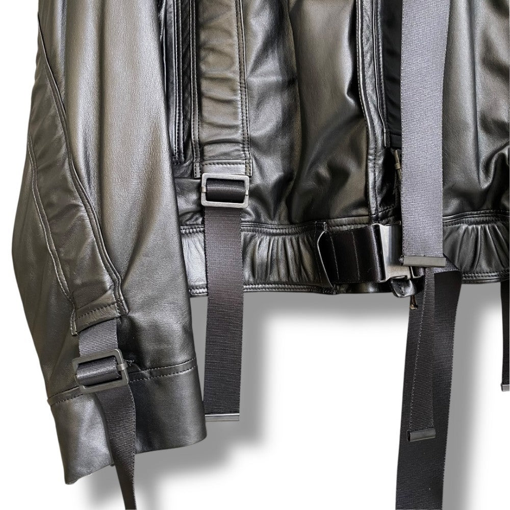 JULIUS 22SS Lamb Leather Jacket Black Size 3