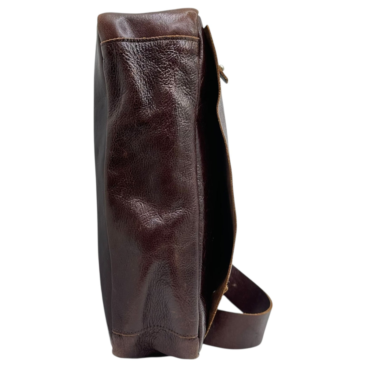 Y's Leather Flap Waist Pouch Brown