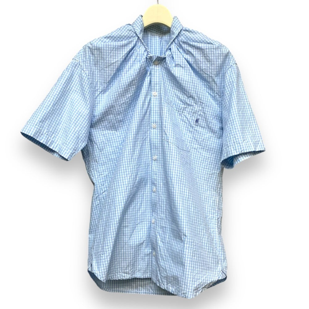 MARTINE ROSE 22SS Tuck Neck S/S Shirt Light Blue Size S