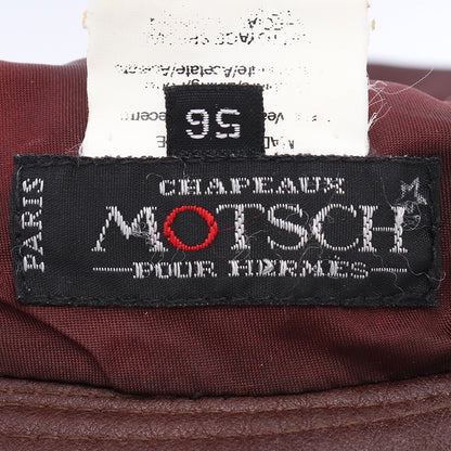 HERMES MOTSCH Leather Bucket Hat Brown Size 56