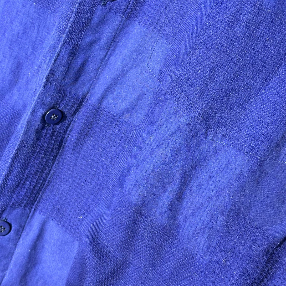 ISSEY MIYAKE MEN 13SS Panel Check Cotton Shirt Blue Size 3