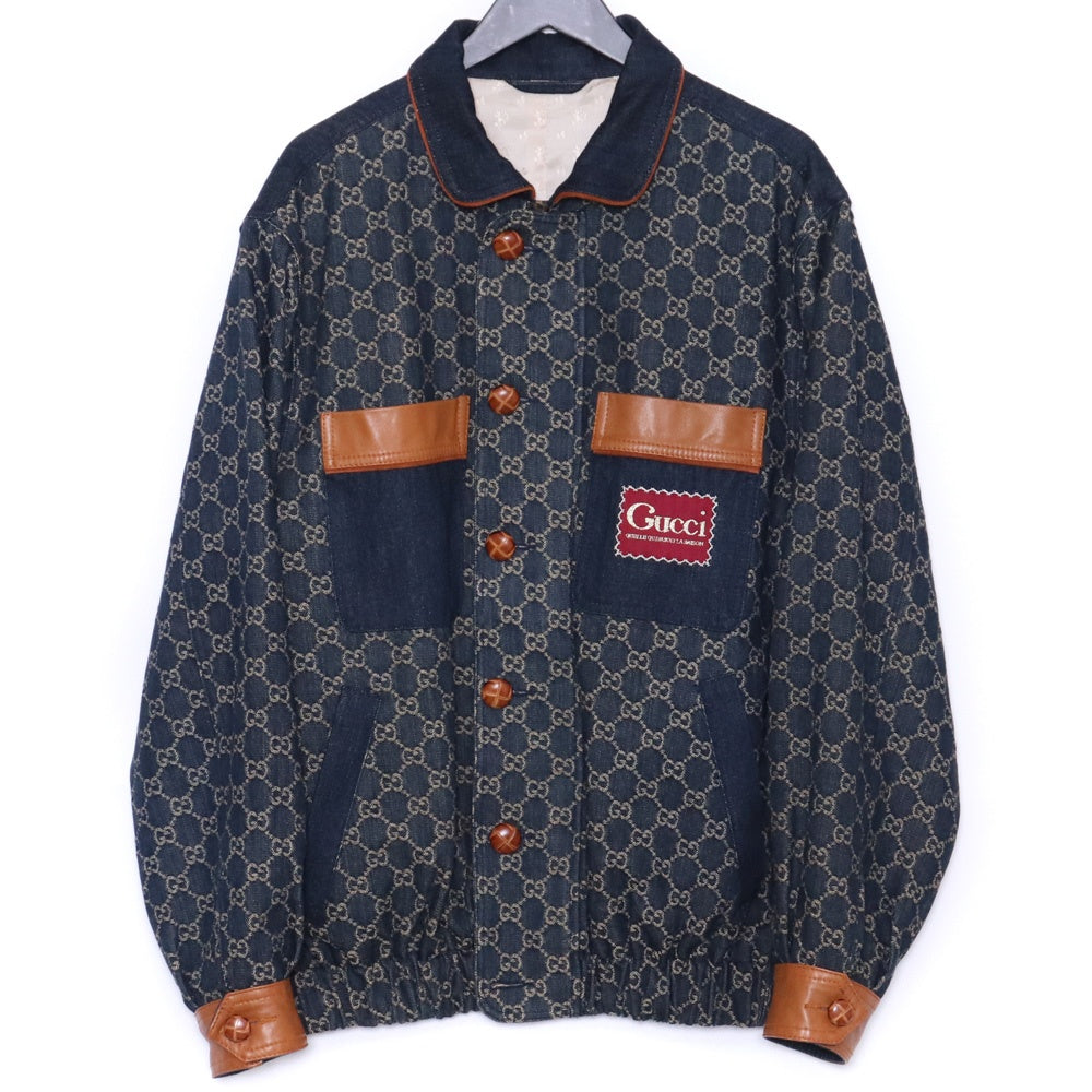 GUCCI Eco Washed Organic Denim Bomber Jacket Blue Size 48