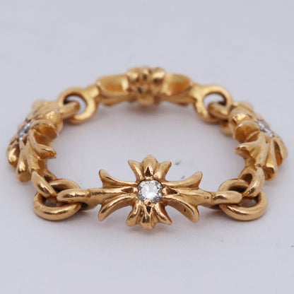 CHROME HEARTS 22K Gold Tiny E CH Diamond Ring Size ONE SIZE