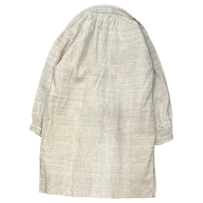 Euro antique 1900s Thick Linen "JD" Up Ecru Shirt