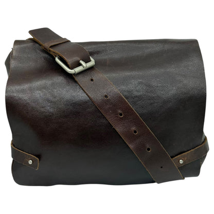 Y's Leather Flap Waist Pouch Brown