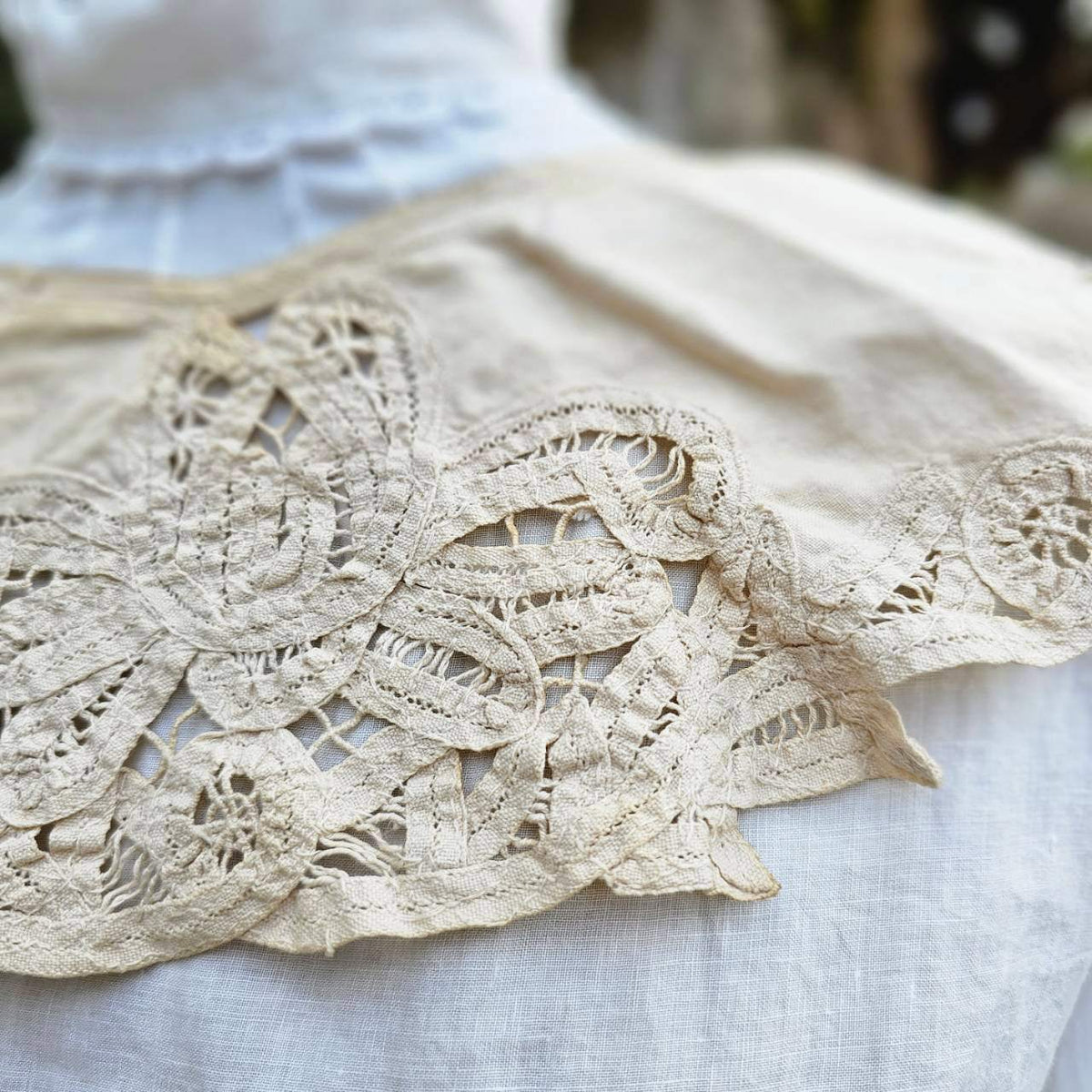 Euro vintage Cotton Linen Collar Beige