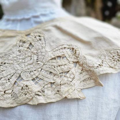 Euro vintage Cotton Linen Collar Beige