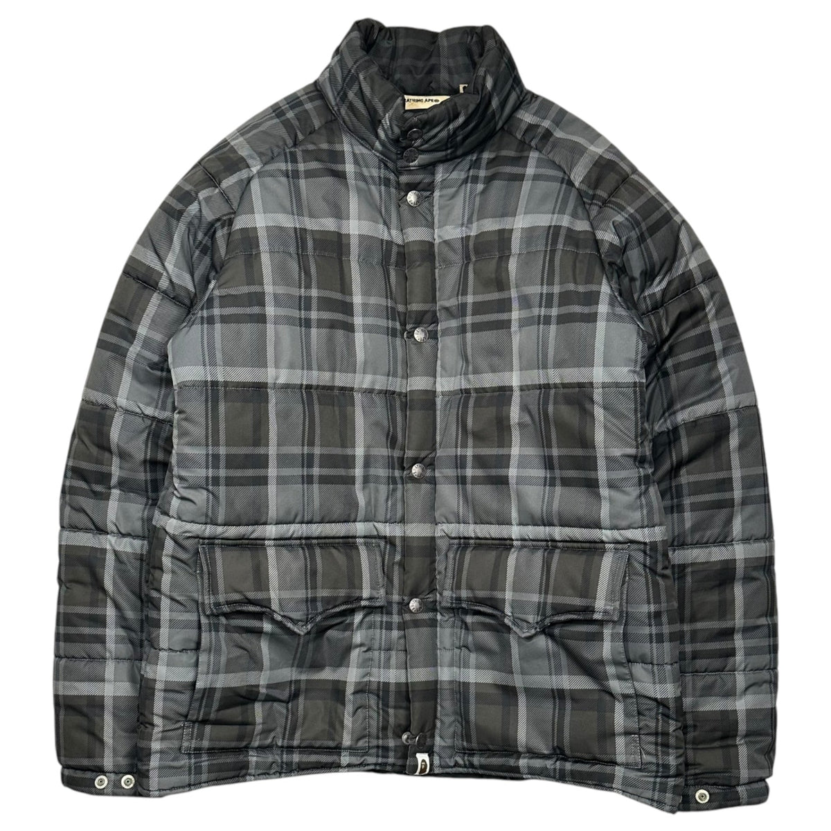 Bape A BATHING APE 2000s Tartan Padded Jacket Gray Size M